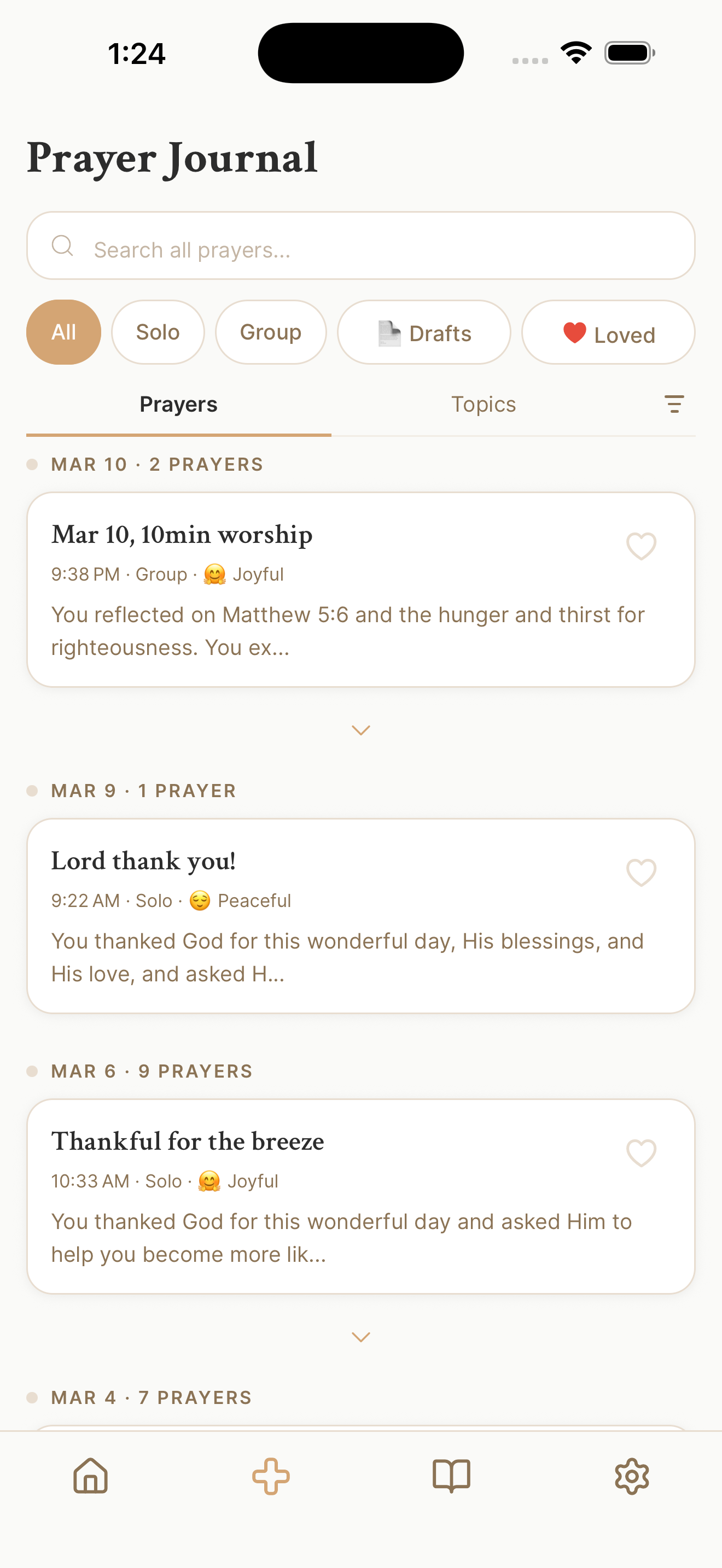 Prayer journal in Arbor